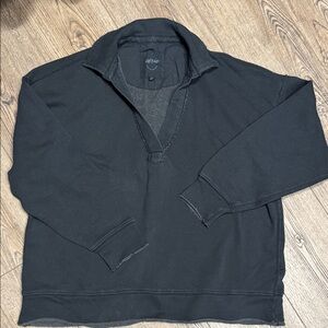 aerie Black V-Neck Collar Sweatshirt